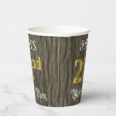 22e verjaardag - Faux Gold & Faux Wood Ziet er uit Papieren Bekers (Rechts)