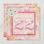 22e verjaardag feest scrapbooking stijl kaart (Voorkant / Achterkant)