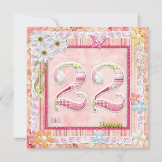 22e verjaardag feest scrapbooking stijl kaart (Voorkant)