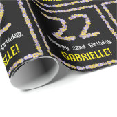 22e verjaardag: Floral Flowers Number, Custom Name Cadeaupapier (Rol Hoek)