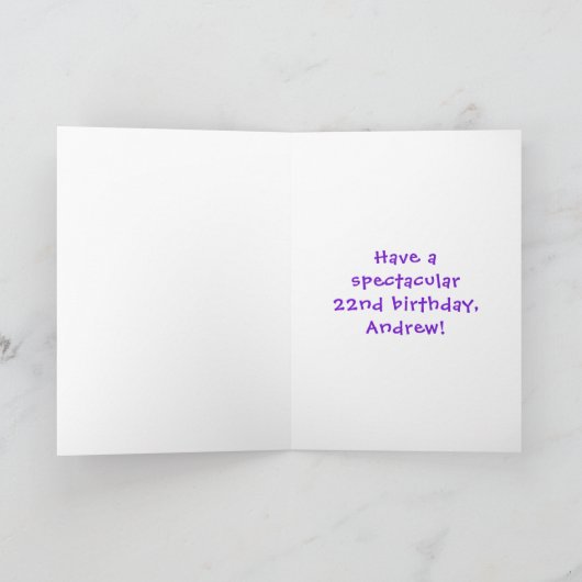 22e verjaardag: Fun Cake and Candles + Custom Name Kaart (Binnen)