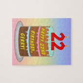 22e verjaardag: Fun Cake and Candles + Custom Name Legpuzzel (Horizontaal)