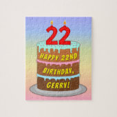 22e verjaardag: Fun Cake and Candles + Custom Name Legpuzzel (Verticaal)