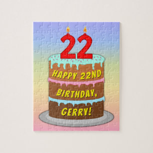 22e verjaardag: Fun Cake and Candles + Custom Name Legpuzzel