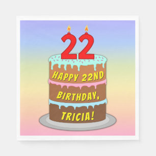 22e verjaardag: Fun Cake and Candles + Custom Name Servet