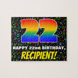22e verjaardag — Fun, Colorful Music Symbols & "22 Legpuzzel