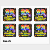 22e verjaardag: Fun Fireworks Kijk, regenboog # 22 Vierkante Sticker (Vel)