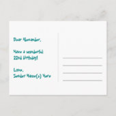 22e verjaardag - Fun Fireworks Pattern + Rainbow 2 Briefkaart (Achterkant)