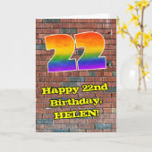 22e verjaardag: Fun Graffiti-geïnspireerde regenbo Kaart (Gele Bloem)