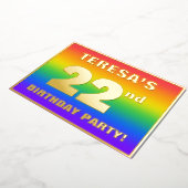 22e verjaardag: Fun, kleurrijk regenboogpatroon Folie Uitnodiging (Gedraaid)
