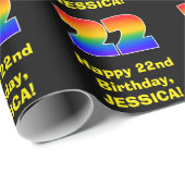 22e verjaardag: Fun, kleurrijke regenboog geïnspir Cadeaupapier (Rol Hoek)