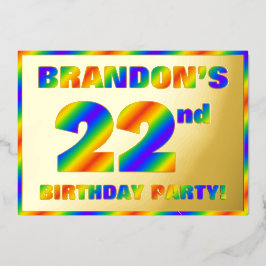 22e verjaardag - Fun, regenboogspectrum "22" Folie Uitnodiging