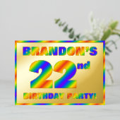 22e verjaardag - Fun, regenboogspectrum "22" Folie Uitnodiging (Staand Voorkant)