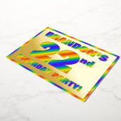22e verjaardag - Fun, regenboogspectrum "22" Folie Uitnodiging (Gedraaid)