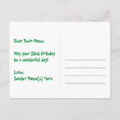 22e verjaardag: Fun Stars Pattern, Rainbow 22, Naa Briefkaart (Achterkant)