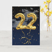22e verjaardag Gold Mylar ballon en Confetti Card Kaart (Gele Bloem)