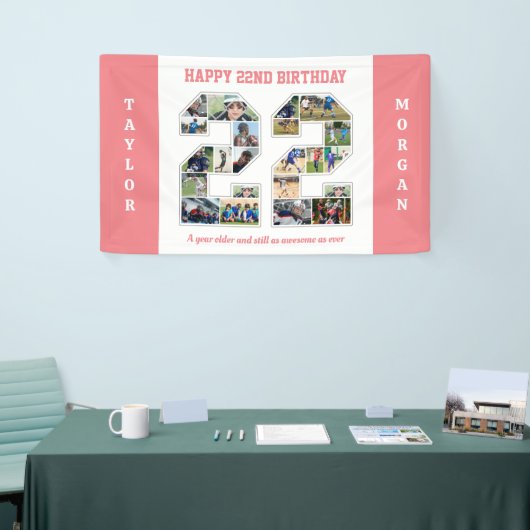 22e verjaardag Jubileum nummer 22 fotocollage Spandoek (Beurs)