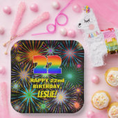 22e verjaardag: Kleurrijk, gevierd vuurwerk Papieren Bordje (Feest)