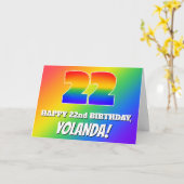 22e verjaardag: Kleurrijk regenboogpatroon # 22 Kaart (Gele Bloem)
