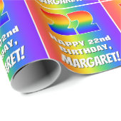 22e verjaardag: kleurrijk, vun regenboogpatroon # cadeaupapier (Rol Hoek)