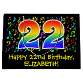 22e verjaardag - Kleurrijke muzieksymbolen, Rainbo Groot Cadeauzakje (Voorkant)