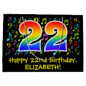 22e verjaardag - Kleurrijke muzieksymbolen, Rainbo Groot Cadeauzakje (Achterkant)