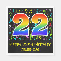 22e verjaardag - Kleurrijke muzieksymbolen, Rainbo