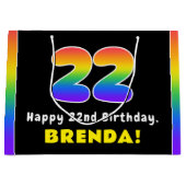 22e verjaardag: kleurrijke regenboog # 22, Naam va Groot Cadeauzakje (Voorkant)