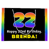 22e verjaardag: kleurrijke regenboog # 22, Naam va Groot Cadeauzakje (Achterkant)