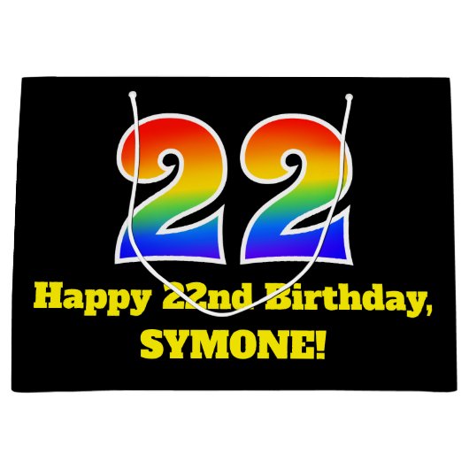 22e verjaardag ~ leuk, kleurrijk, levendig, regenb groot cadeauzakje (Voorkant)