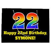 22e verjaardag ~ leuk, kleurrijk, levendig, regenb groot cadeauzakje (Achterkant)