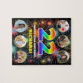 22e verjaardag: Leuke regenboog #, aangepaste naam Legpuzzel (Horizontaal)