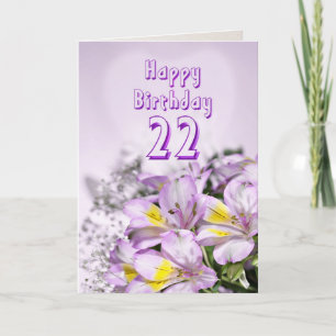 22e verjaardag met alstromeria lily bloemen kaart
