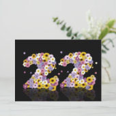 22e verjaardag, met bloembranen kaart (Staand voorkant)