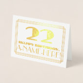22e verjaardag; naam + Art Deco geïnspireerd look  Folie Kaarten (Voorkant)
