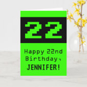 22e verjaardag: Nerdy / Geeky stijl "22" en naam Kaart (Gele Bloem)