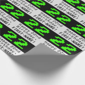 22e verjaardag - Nerdy / Geeky Style "22" en naam Cadeaupapier (Hoek)