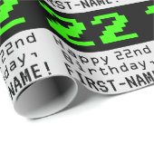 22e verjaardag - Nerdy / Geeky Style "22" en naam Cadeaupapier (Rol Hoek)