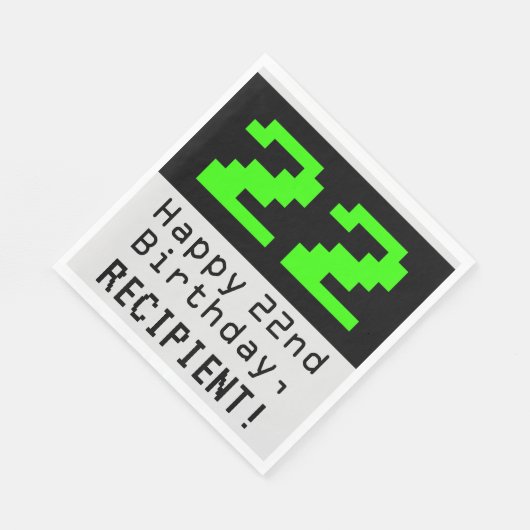 22e verjaardag - Nerdy / Geeky Style "22" en naam Servet (Hoek)