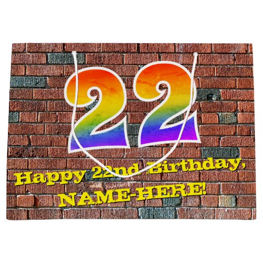 22e verjaardag: Plezier, op graffiti geïnspireerde Groot Cadeauzakje (Voorkant)