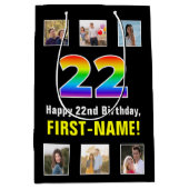 22e verjaardag: Regenboog "22", aangepaste foto's  Medium Cadeauzakje (Voorkant)