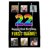 22e verjaardag: Regenboog "22", aangepaste foto's  Medium Cadeauzakje (Achterkant)