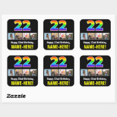 22e verjaardag: Regenboog "22"; Aangepaste foto's  Vierkante Sticker (Vel)