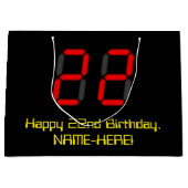 22e verjaardag: Rode digitale klok stijl "22" + na Groot Cadeauzakje (Voorkant)