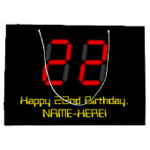 22e verjaardag: Rode digitale klok stijl "22" + na Groot Cadeauzakje (Achterkant)