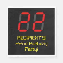 22e verjaardag: Rode digitale klok stijl "22" + na Servet