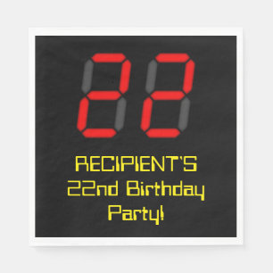 22e verjaardag: Rode digitale klok stijl "22" + na Servet