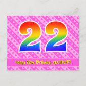 22e verjaardag: Roze strepen & harten, Regenboog 2 Briefkaart (Voorkant)