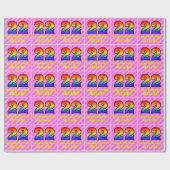 22e verjaardag: roze strips & harten, regenboognr. cadeaupapier (Vlak)