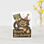 22e verjaardag schattig grappig kat kaart (Gele Bloem)